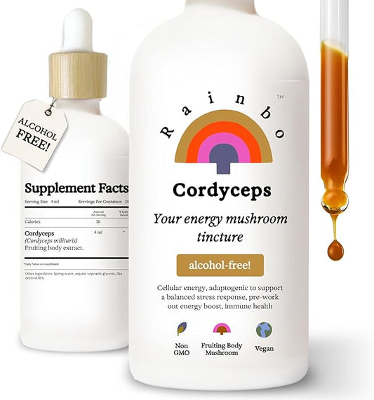 Cordyceps Mushroom Tincture, Alcohol Free Dual Extract Mushroom Supplement for Immune Support, Energy, Liquid Cordyceps Supplement, Vegan, Non GMO, 3.4 fl oz