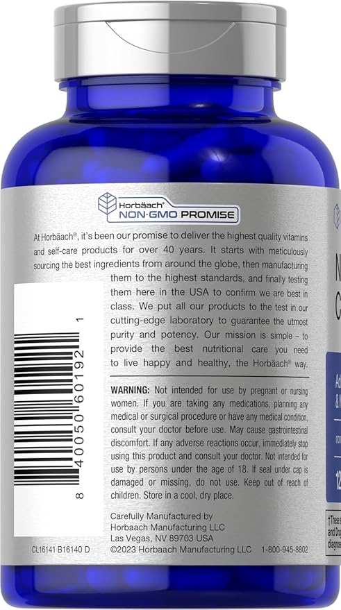 Horbäach Brain Supplement | 120 Capsules | with Phosphatidylserine & DMAE | Advanced Formula for Memory, Focus, Clarity | Vegetarian & Gluten Free | Neuro Support