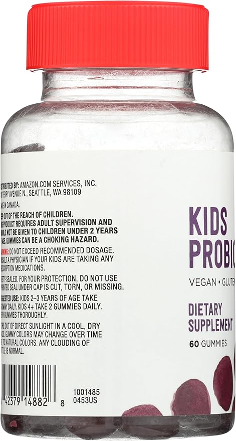 Amazon Brand - Mama Bear Vegan Probiotic, Berry, 60 Gummies, 1 Billion CFU per Gummy
