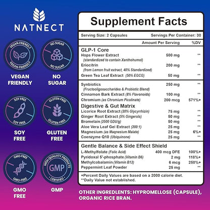 GLP-1 Supplement Support, GLP Activate Natural Formula, GLP-1 Supplement for Metabolic, Energy, GLP-1 Support, Take Before Meal (60 Capsules)