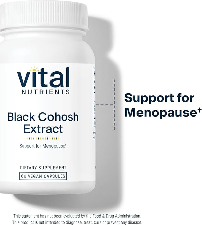 Vital Nutrients Black Cohosh Extract 250mg| Vegan Supplement for Women’s Menopause, Hormonal Balance and PMS Support* | Gluten, Dairy and Soy Free | Non-GMO | 60 Capsules