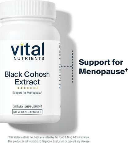 Vital Nutrients Black Cohosh Extract 250mg| Vegan Supplement for Women’s Menopause, Hormonal Balance and PMS Support* | Gluten, Dairy and Soy Free | Non-GMO | 60 Capsules