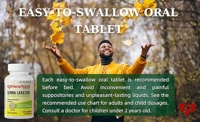 Senna Natural Vegetable Sennoside Laxative 8.6mg | Natural Vegetable Formula for Constipation Relief | Gentle Relief for Occasional Constipation |100 Tablets