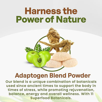 Go Nutra Adaptogen Blend Organic Superfood Smoothie Powder | Adaptogen Supplement with Maca, Ashwagandha, Rhodiola, Ginseng, Mushrooms & More | Superfood Blend Adaptogens Smoothie Booster Powder 8oz