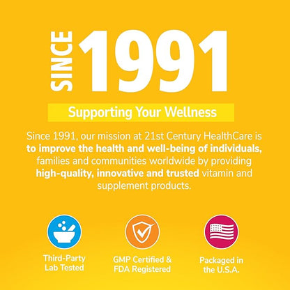 21st Century Biotin Tablets, 10,000 mcg, Unflavored 120 Count