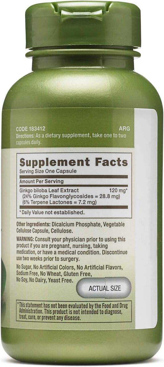 GNC Herbal Plus Ginkgo Biloba 120mg Supplement, Vegetarian, Supports Mental Sharpness, 100 Servings