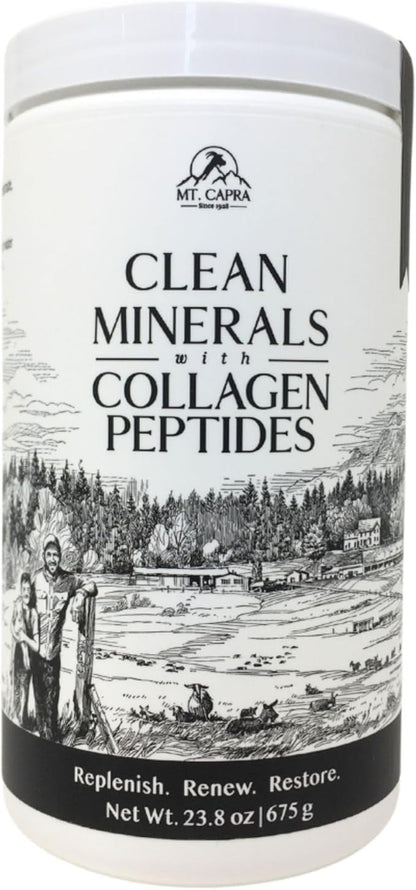 Mt. Capra Clean Minerals with Collagen Peptides | Whole Food Minerals from Goat Milk Whey and Grass-Fed Type I and III Collagen Peptides | 10 g Protein per Serving | Unflavored | 20 Servings - 23.8 oz