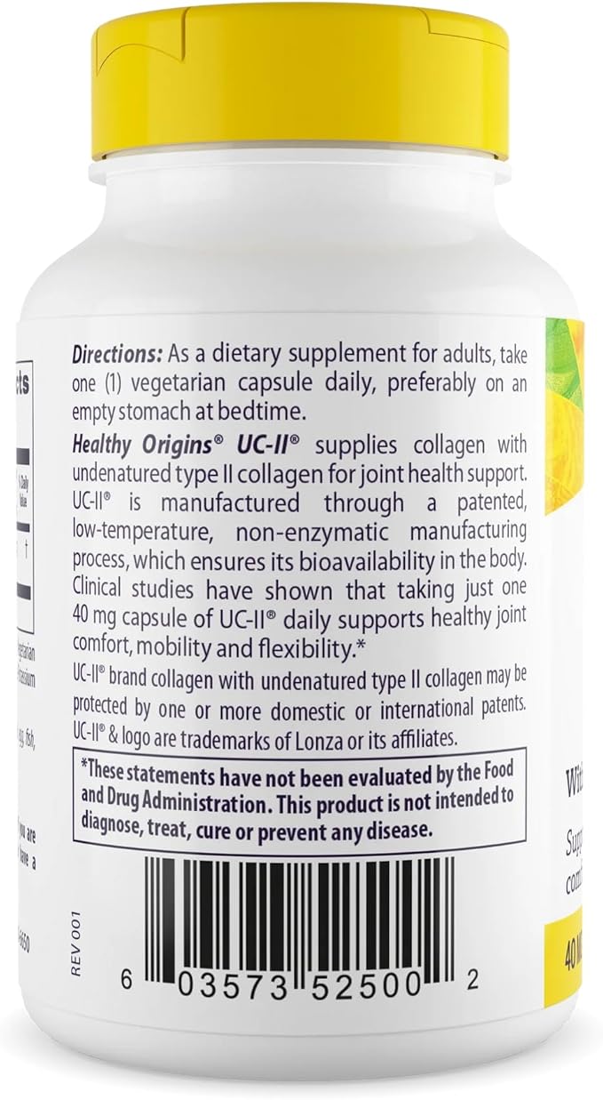 Healthy Origins UC-II 40 mg (Undenatured Type II Collagen, Non-GMO, Gluten Free, Joint Support), 120 Veggie Caps