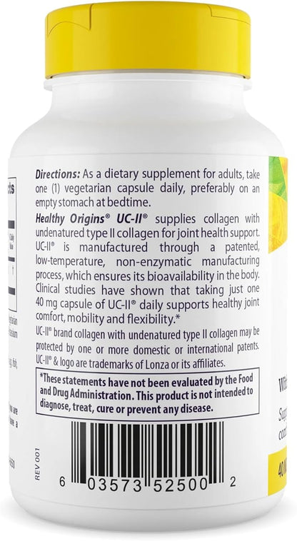 Healthy Origins UC-II 40 mg (Undenatured Type II Collagen, Non-GMO, Gluten Free, Joint Support), 120 Veggie Caps