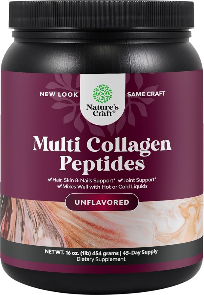 Multi Collagen Protein Powder for Women and Men - Keto Hydrolyzed Collagen Peptides 45 Servings Hair Skin and Nails Vitamins - Unflavored Bovine Type 1 3 for Bone Joint Support