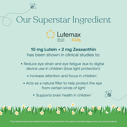 True Grace True Littles Daily Kids Multi - 60 Pectin Gummies - - Clinically Studied Lutemax Kids Lutein & Vitamin D3 + K2 - Allergen Free & Vegan - 60 Servings
