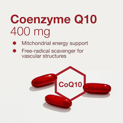 PROTOCOL FOR LIFE BALANCE CoQ10 400mg - with Vitamin E & Soy Lecithin - CoQ10 Supplement - Halal & Egg Free - 60 Softgels
