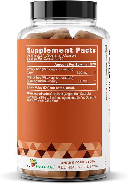 Vitex Pure 400 Mg Chasteberry – Natural PMS Support, Balance Hormones, Regulate Cycle, Promote Skin Health – Full-Spectrum & Standardized – 60 Vegan Soft Capsules