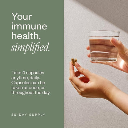 SHII Advanced Daily Immune Support Supplement, 500mg AHCC per Serving, AHCC Supplement with Vitamin D3, Vitamin C, and Zinc, Vegan, Gluten Free, Sugar Free, 120 Mushroom Capsules