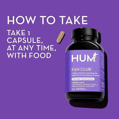 HUM Fan Club - Menopause Probiotic Supplement with Siberian Rhubarb for Women - May Provide Multi-Symptom Relief for Hot Flashes & Low Energy. Helps Hormonal Balance (30-Count)