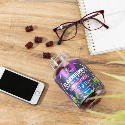Sambucus Elderberry Immune Gummies - Daily Immune Support for Kids & Adults - Super Concentrated 35:1 Extract, Equivalent to 4200mg of Elderberries, Black Elder Berry Vitamin Supplement - 120 Gummies