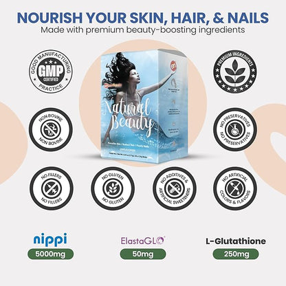 Marine Collagen Peptides Powder Supplement for Skin, Hair & Nails – Enhances Skin Elasticity & Hydration – Hydrolyzed Collagen – 5000mg per Serving – Non-GMO – Unflavored (30 Sticks Pack)