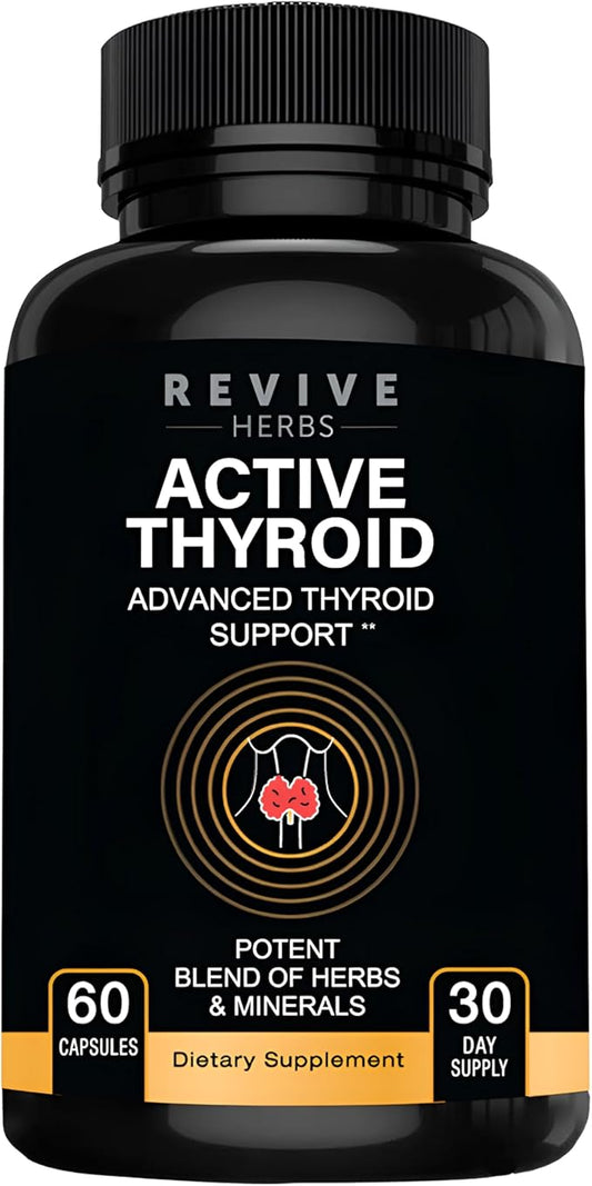 Thyroid Support: Powerful Blend of Ashwagandha, Iodine, Selenium, Magnesium, Zinc, Vitamin B12 & More for Optimal Health - 60 Capsules