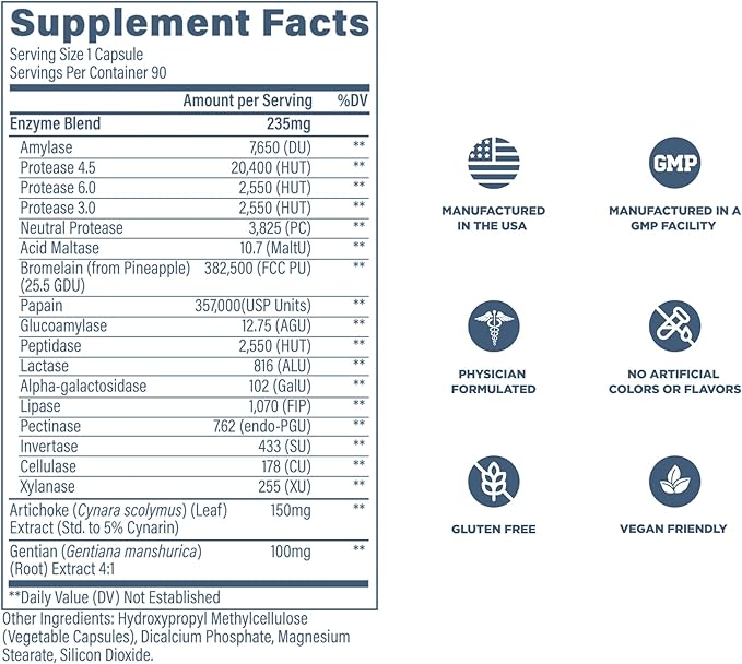 Revive MD Digest Aid, Digestive Support Supplement for Men & Women - Comprehensive Digestive Enzyme Blend with Probiotics & Prebiotics for Gut Health & Healthy Digestion - 90 Capsules