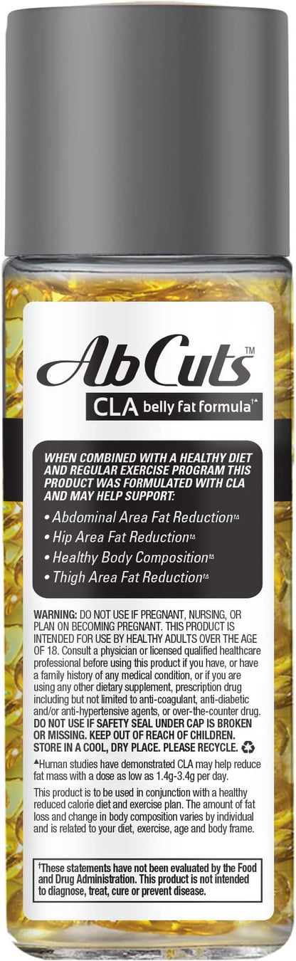 Ab Cuts CLA Belly Fat Formula - 80 Easy-to-Swallow Softgels - Omega 3 Fish Oil, Flaxseed Oil and Vitamin E - Helps Increase Antioxidant Supply and Healthy Body Composition