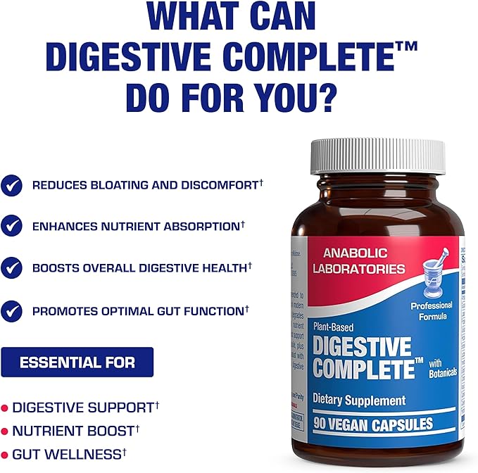 Plant Based Multi Digestive Enzymes Supplement - Clinically Formulated Digestion Supplement with Soothing Herbs and Enzymes for Women and Men for Protein Carb & Fat Digestive Complete (90ct)