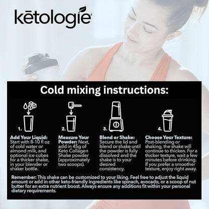 Keto Collagen Shake (Vanilla) - with Coconut Oil, Prebiotics, Grass Fed Hydrolyzed Collagen Peptides Type I & III, Low Carb, Gluten Free,1.78lbs.