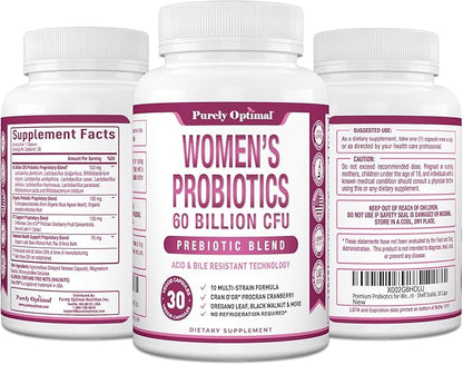 Purely Optimal Premium Probiotics (Various Types) with Organic Prebiotics & Digestive Enzymes (30 Count (Pack of 1), Unflavored)