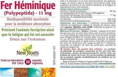 Heme Iron - New Roots Herbal - 30 Capsules