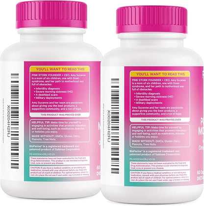 Pink Stork Postpartum Mood Support - Postnatal Hormone Balance for Women - Breastfeeding Friendly - Stress & Cognitive Support, New Mom Essentials - Ashwagandha, Chamomile, & Vitamin D, 120 Capsules