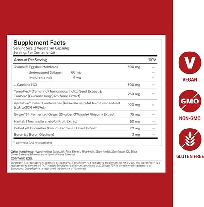 Qualia Joint Health 10 Advanced Joint Health nutrients: denatured Collagen, boswellia, tumeric, Boron, Ginger, L-carnitine. Cartilage Health, Tendon Strength, Healthy Joint Aging (1 Month Supply)