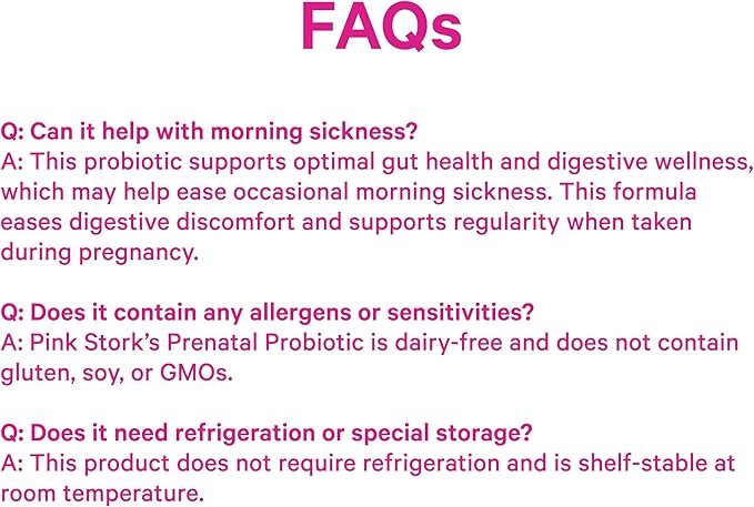 Pink Stork Prenatal Probiotics for Women - 50 Billion CFU, Vitamin B6, Prebiotics, Morning Sickness, Gut Microbiome, Pregnancy Probiotic, Immune Support, Pregnancy Must Haves - 30 Capsules