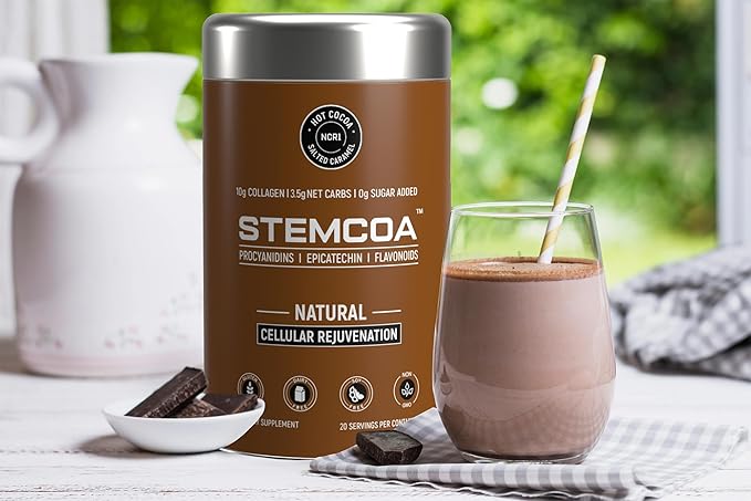 NCR1 - Natural Cellular Renewal & Rejuvenation, Salted Caramel Flavor, Hydrolyzed Bovine Collagen Powder with Cocoa & Resveratrol, Non-GMO, Gluten Free & Keto Diets