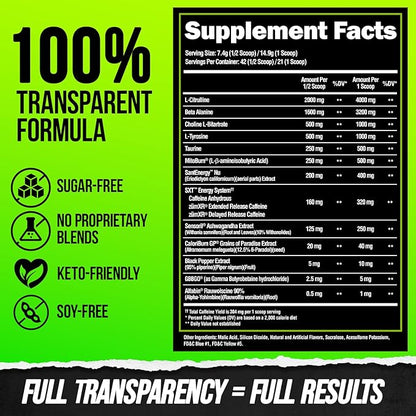 ALPHA LION Superhuman Burn – 2 in 1 Metabolism Booster Pre Workout and Thermogenic Fat Burner for Men – Appetite Suppressant and Weight Loss Supplement (21 Servings, Hulk Juice)