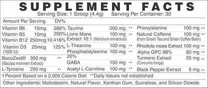 GMU SPORT Nootro-Prime Brain Boost - Focus Brain Supplement - Mushroom Supplement Powder with Alpha GPC, Nootropic Brain Supplements for Memory and Focus with Lions Mane, 30 Servings, Tropical Flavor