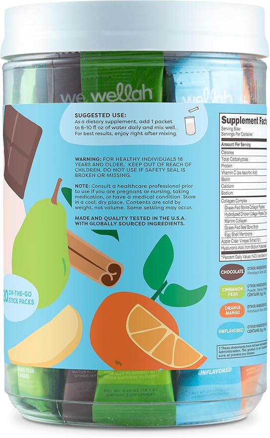 The Afterglow Multi Collagen Protein + Beauty (Variety Pack) 20 Stickpacks - 15G Collagen Complex Per Serving