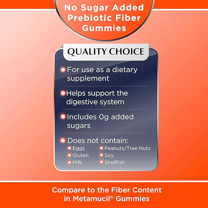 Quality Choice Prebiotic Fiber Gummy Supplement for Digestive Health - Berry Flavored Fiber Gummies, 90 Count Bottle with 30 Days Supply, for Daily Recommended Fiber