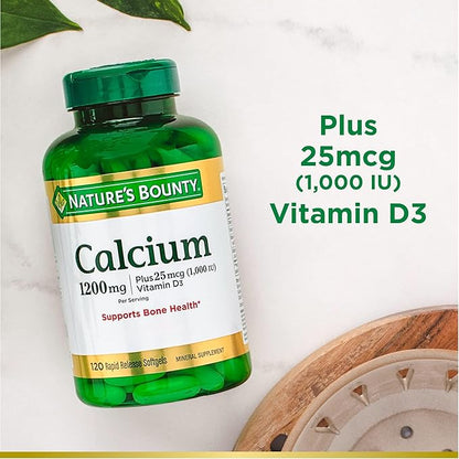 Nature's Bounty Nature's Bounty Calcium 1200 mg with Vitamin D3 - Bone Health Softgels, Calcium and Vitamin D Supplement, 120 Ct (2-Pack)