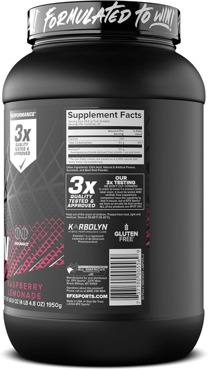 EFX Sports Karbolyn Fuel | Fast-Absorbing Carbohydrate Powder | Carb Load, Sustained Energy, Quick Recovery | Stimulant Free | 35 Servings (Raspberry Lemonade)