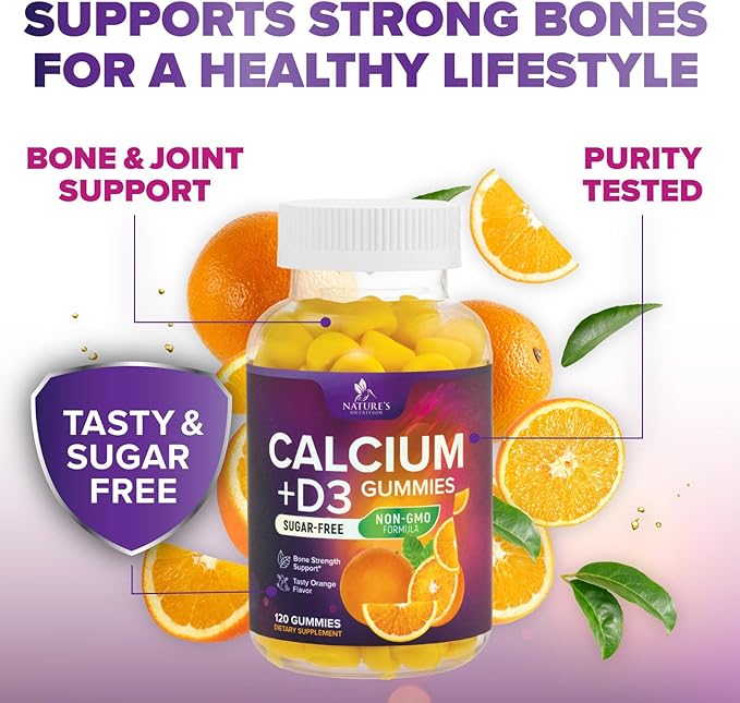 Chewable Calcium Supplements for Women & Men - Sugar Free Calcium with 400 IU Vitamin D3 Gummy for Bone, Teeth, & Immune Health Support - Non-GMO, Berry Flavored, Daily Vitamins Chews - 120 Gummies