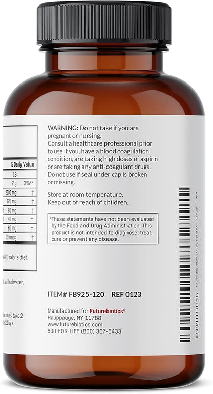 Futurebiotics Antarctic Krill Oil 2000mg with Astaxanthin, Omega-3s EPA, DHA and Phospholipids - 100% Pure Premium Krill Oil Heavy Metal Tested, Non GMO – 120 Softgels