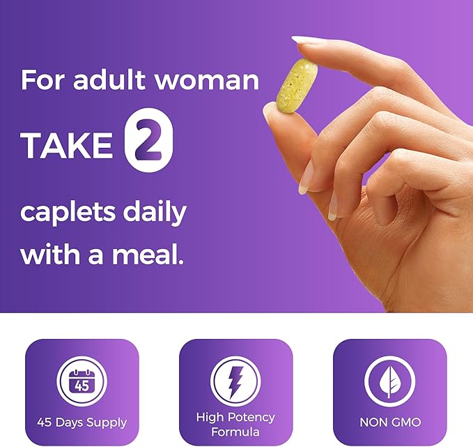 Vitamin World Ultra 360 Multivitamin for Women, Women's Multivitamin with Herbs & Collagen for Hair, Skin & Nails, Supplement with Iron, Vitamin A, B, C, D, E for Energy & Immune Support, 90 Caplets