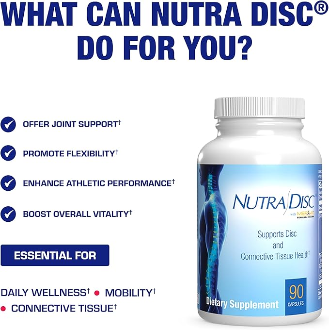 Nutra Disc & Joint Support Supplement - Clinically Formulated Restorative Cartilage Ligament and Tendon Supplement with Meriva Curcumin Enzymes Glucosamine and Chondroitin for Adults