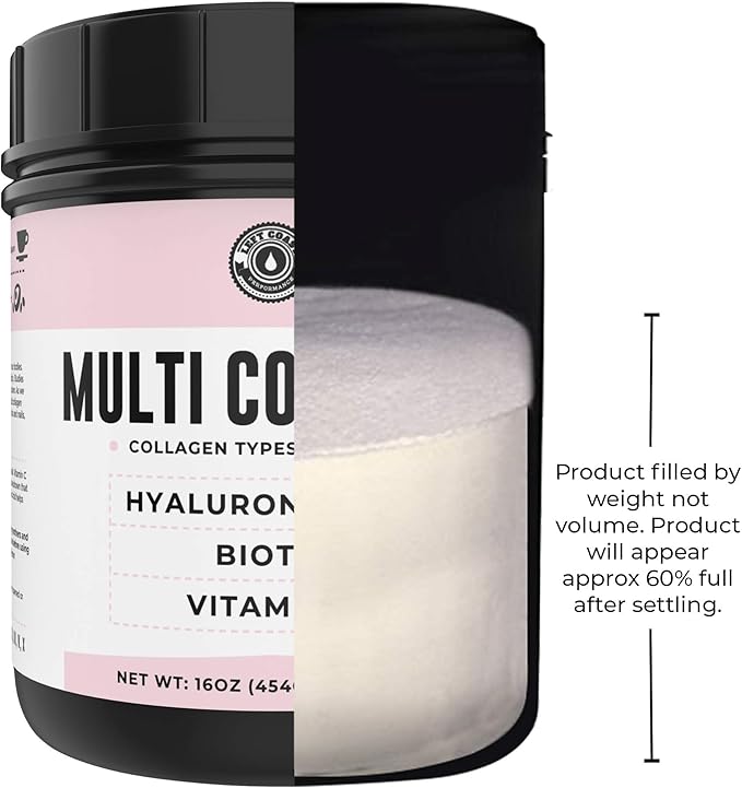 Multi Collagen Peptides Powder Types I, II, III, V, X Multi Collagen Protein Powder with Hyaluronic Acid, Biotin, Vitamin C, For Skin Hair Nails Joints and Gut Health - Keto, Non-GMO Supplement