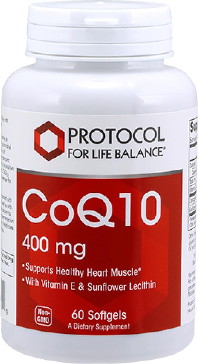 PROTOCOL FOR LIFE BALANCE CoQ10 400mg - with Vitamin E & Soy Lecithin - CoQ10 Supplement - Halal & Egg Free - 60 Softgels