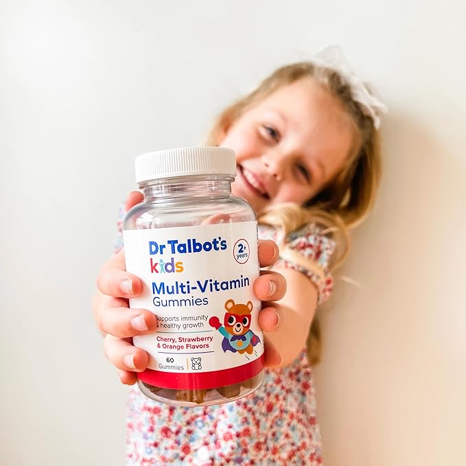 Dr. Talbot's Kids Multi-Vitamin Gummies - Vitamin A, C, B-12, Zinc Immunity and Growth Support for Children - 60 Gummies - 2+ Years - Strawberry, Cherry, and Orange Flavors
