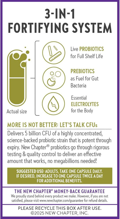New Chapter All-Flora Probiotic Flora Fortify, Ultra-Concentrated Probiotics for Digestive Health, Survives Antibiotic Use, with Electrolytes + Inulin Prebiotic Fiber, 100% Vegan, 14-Day Supply