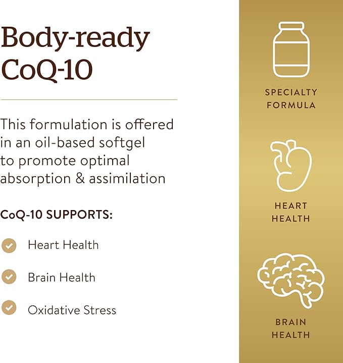 Solgar Megasorb CoQ-10 400 mg, 60 Softgels - Supports Heart & Brain Function - Coenzyme Q10 Supplement - Enhanced Absorption - Gluten Free, Dairy Free
