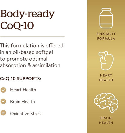 Solgar Megasorb CoQ-10 400 mg, 60 Softgels - Supports Heart & Brain Function - Coenzyme Q10 Supplement - Enhanced Absorption - Gluten Free, Dairy Free