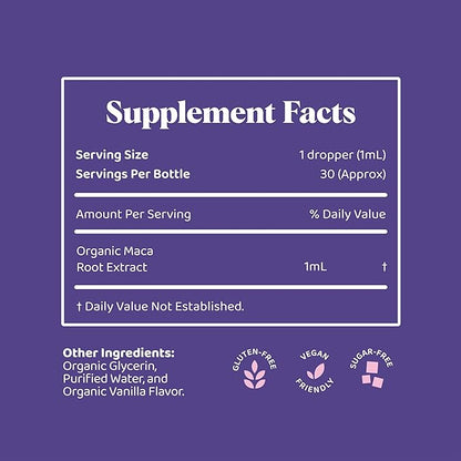 JoySpring Organic Maca Root Liquid Drops for Women – Energy & Wellness Peruvian Maca Supplement – New Mom Gifts – with Vitamins B2, B6, Niacin (B3), Iron & Calcium – 1 oz | 30 Servings