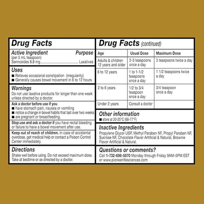 GenCare - Senna Syrup Liquid Laxative (8 Fl Oz Bottle) All Natural Vegetable Sennosides Active Ingredient | Easy to Swallow Constipation Relief for Adults and Kids 12 and Older | Best Value Size